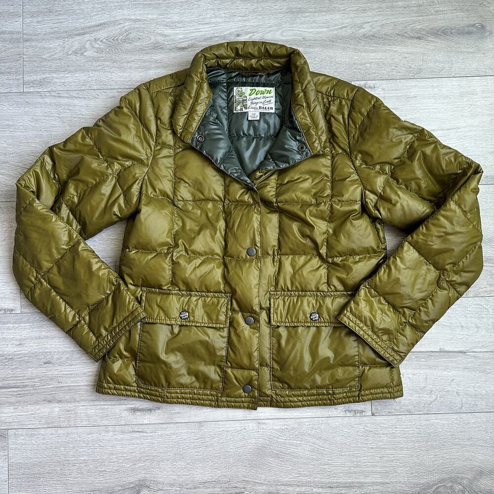 Eddie Bauer EB550 Fill Power Puffer Jacket Women Medium Petite Green GOOSE Down